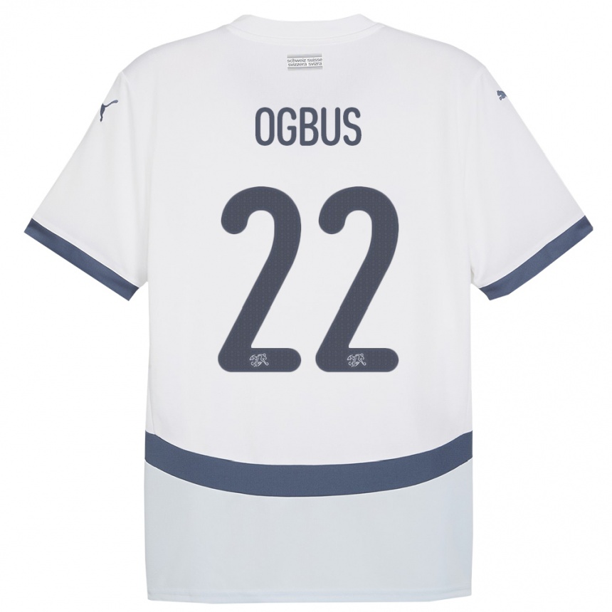 ילדים כדורגל שווייץ Bruno Ogbus #22 לבן הרחק ג'רזי 24-26