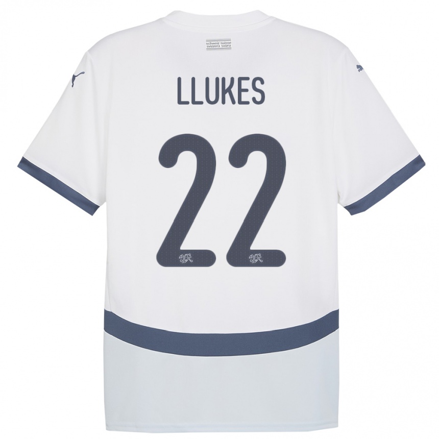 ילדים כדורגל שווייץ Adrien Llukes #22 לבן הרחק ג'רזי 24-26