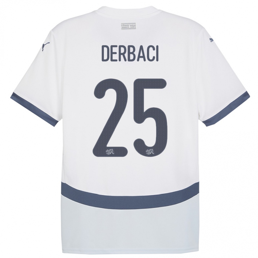 ילדים כדורגל שווייץ Dorian Derbaci #25 לבן הרחק ג'רזי 24-26