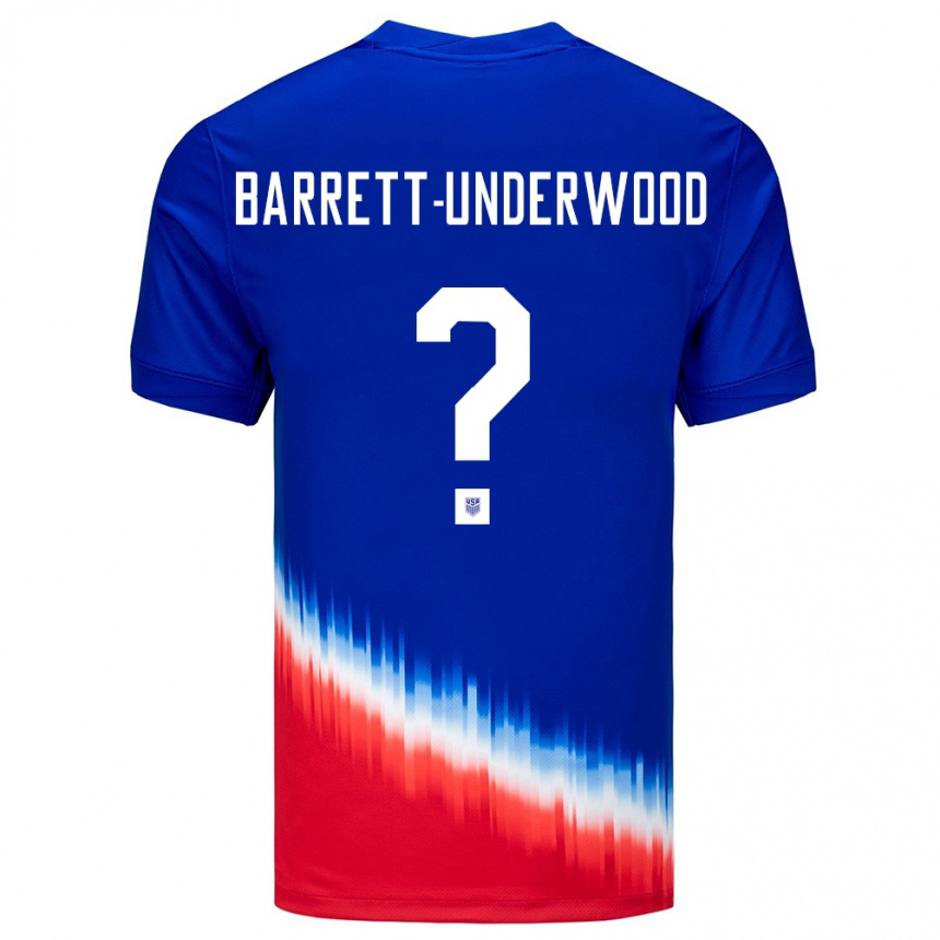 ילדים כדורגל ארצות הברית Keehan Barrett-Underwood #0 כְּחוֹל הרחק ג'רזי 24-26