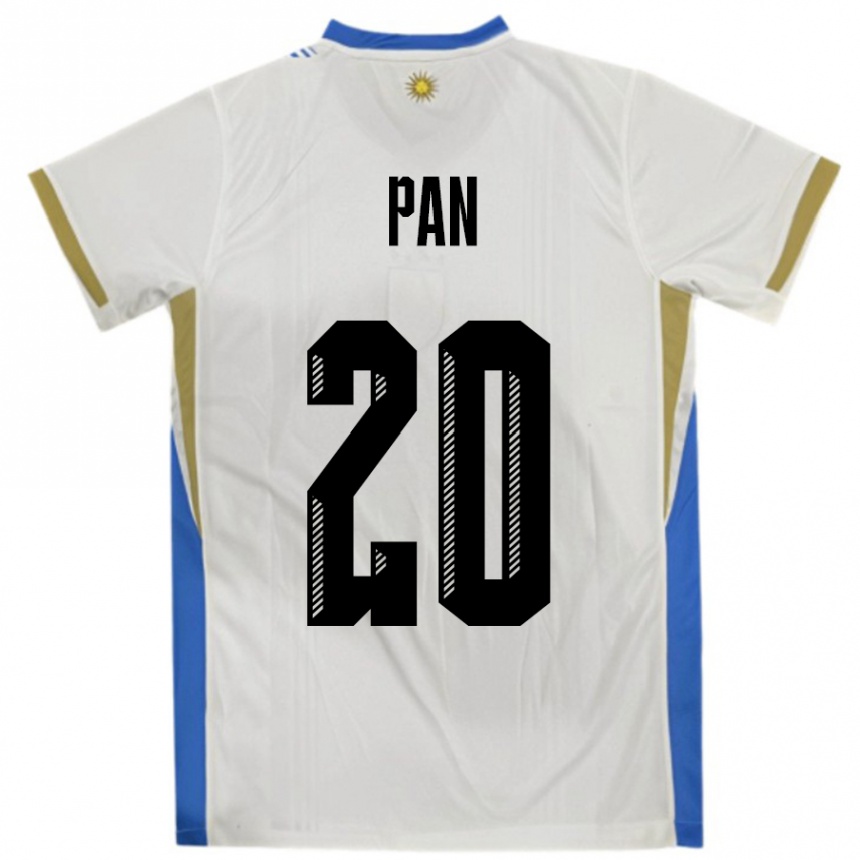 ילדים כדורגל אורוגוואי Gonzalo Pan #20 לבן כחול הרחק ג'רזי 24-26