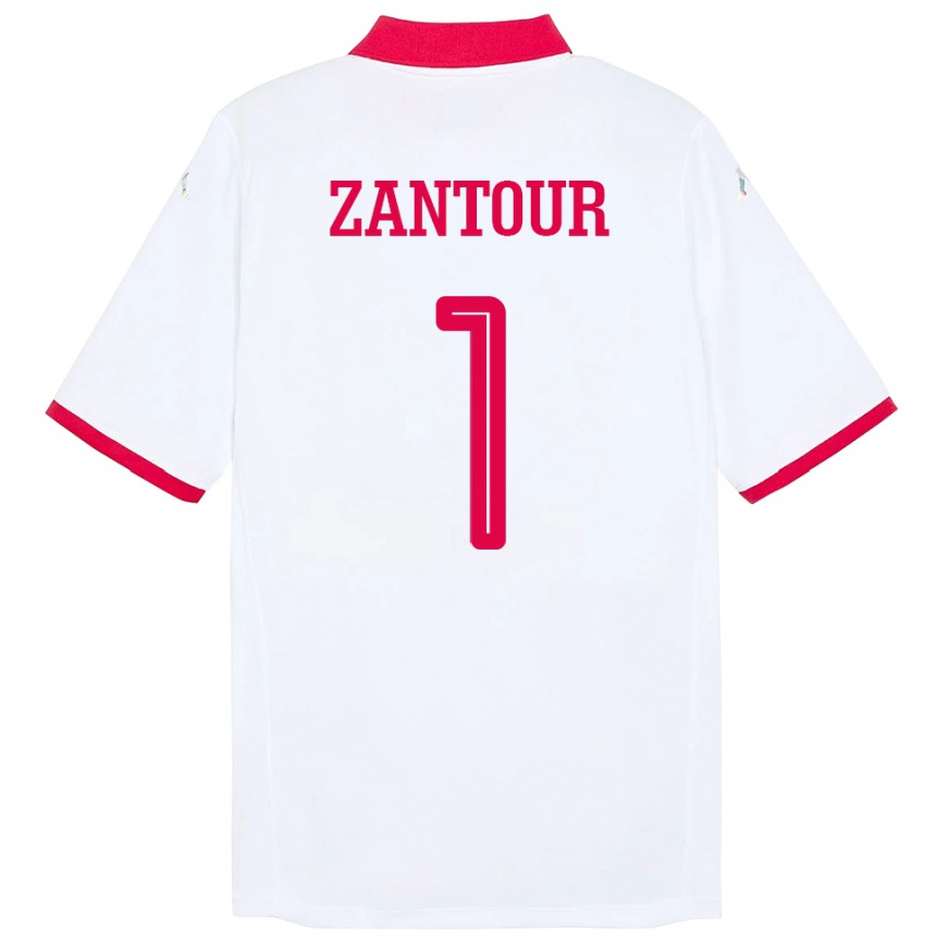 ילדים כדורגל תוניסיה Ishak Zantour #1 לָבָן הרחק ג'רזי 24-26