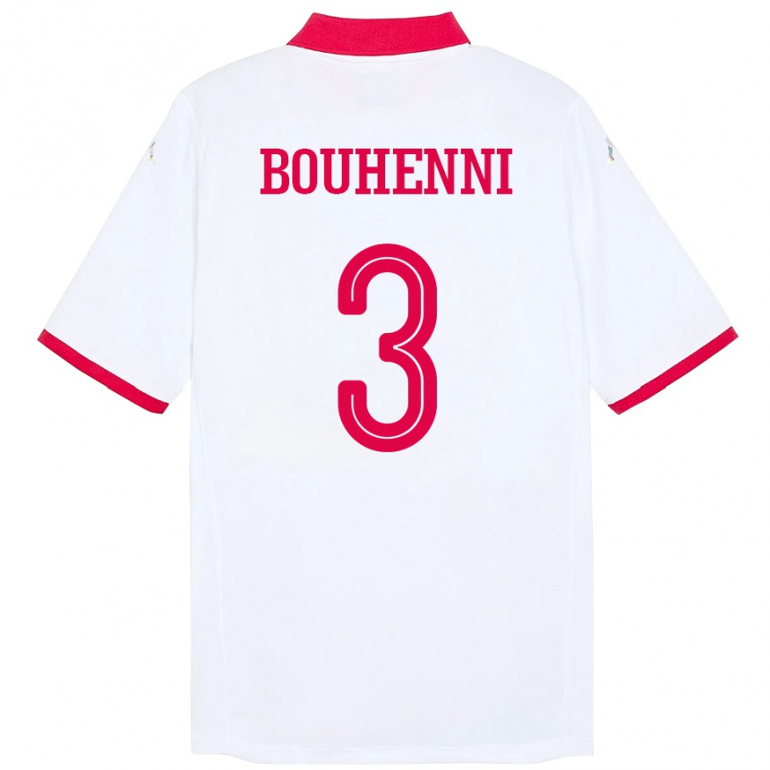 ילדים כדורגל תוניסיה Rayen Bouhenni #3 לָבָן הרחק ג'רזי 24-26