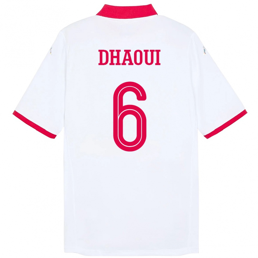 ילדים כדורגל תוניסיה Elyes Dhaoui #6 לָבָן הרחק ג'רזי 24-26