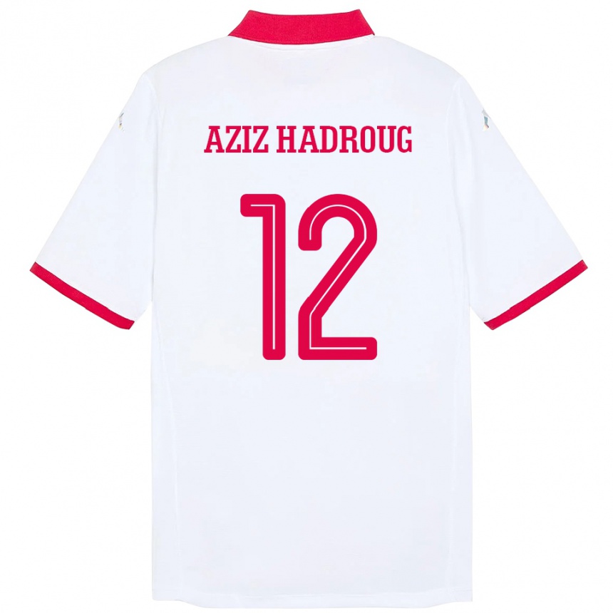 ילדים כדורגל תוניסיה Mohamed Aziz Hadroug #12 לָבָן הרחק ג'רזי 24-26