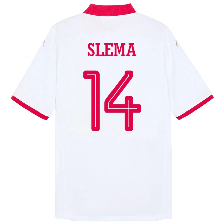 ילדים כדורגל תוניסיה Mazen Slema #14 לָבָן הרחק ג'רזי 24-26