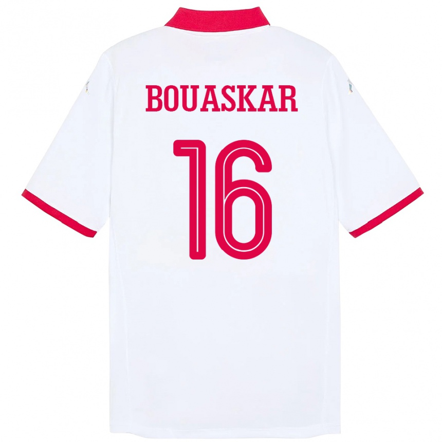 ילדים כדורגל תוניסיה Slim Bouaskar #16 לָבָן הרחק ג'רזי 24-26