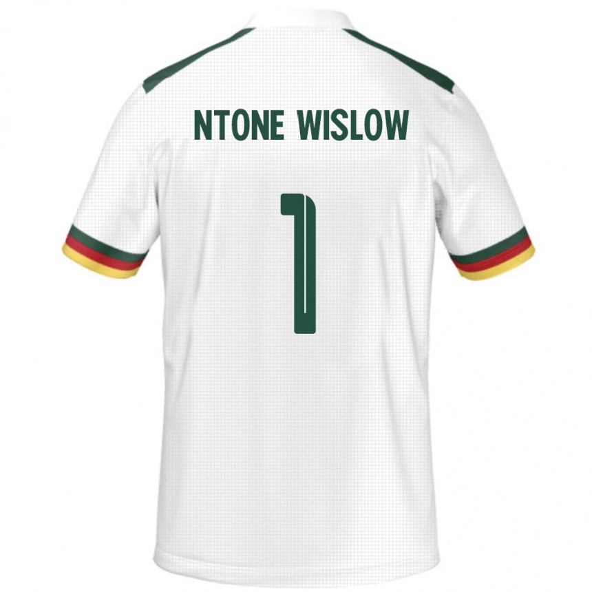 ילדים כדורגל קמרון Junior Hecube Ntone Wislow #1 לָבָן הרחק ג'רזי 24-26