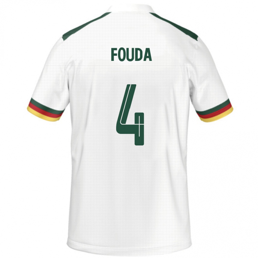 ילדים כדורגל קמרון Junior Fouda #4 לָבָן הרחק ג'רזי 24-26
