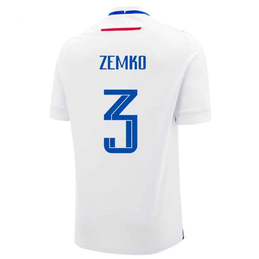 ילדים כדורגל סלובקיה Tomas Zemko #3 לָבָן הרחק ג'רזי 24-26