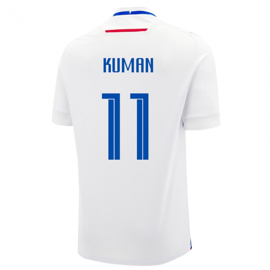 ילדים כדורגל סלובקיה Lukas Kuman #11 לָבָן הרחק ג'רזי 24-26