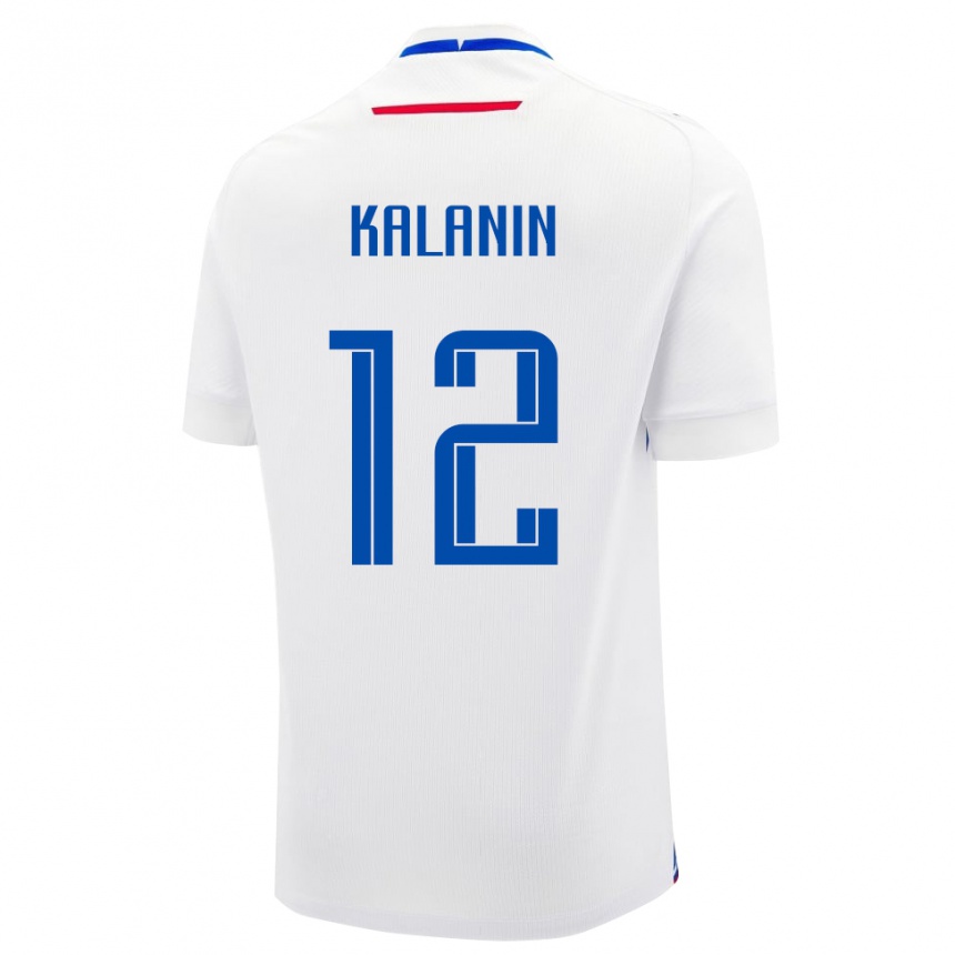 ילדים כדורגל סלובקיה Filip Kalanin #12 לָבָן הרחק ג'רזי 24-26