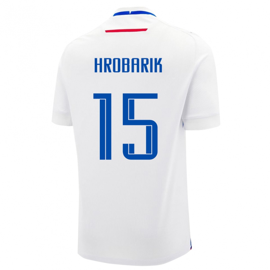 ילדים כדורגל סלובקיה Tobias Hrobarik #15 לָבָן הרחק ג'רזי 24-26