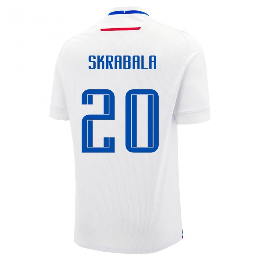 ילדים כדורגל סלובקיה Marko Skrabala #20 לָבָן הרחק ג'רזי 24-26