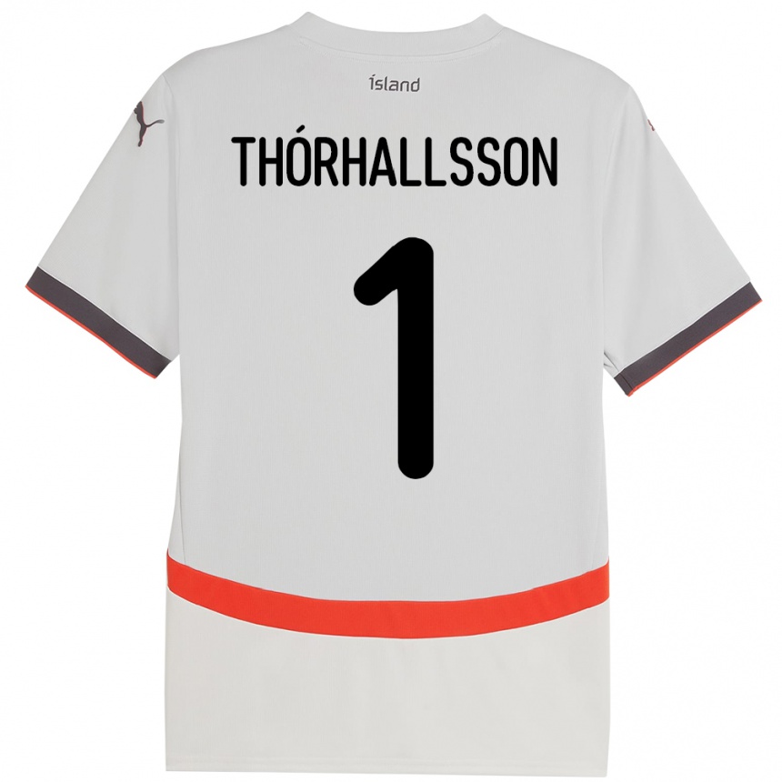 ילדים כדורגל אִיסלַנד Ívar Arnbro Thórhallsson #1 לָבָן הרחק ג'רזי 24-26