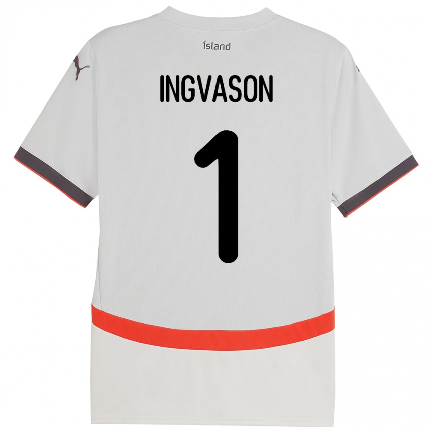ילדים כדורגל אִיסלַנד Sigurdur Ingvason #1 לָבָן הרחק ג'רזי 24-26