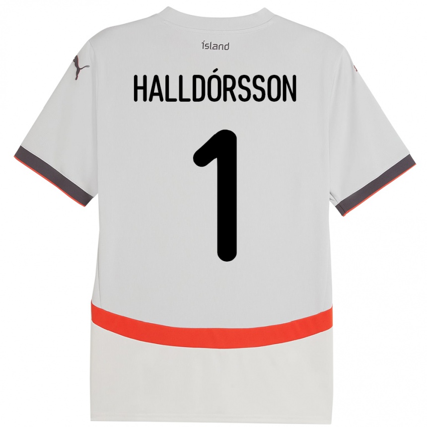 ילדים כדורגל אִיסלַנד Elmar Ágúst Halldórsson #1 לָבָן הרחק ג'רזי 24-26
