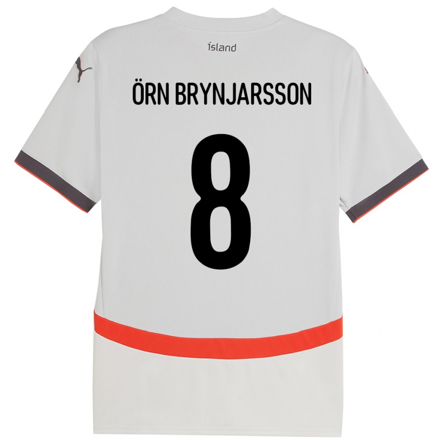 ילדים כדורגל אִיסלַנד Bjarki Örn Brynjarsson #8 לָבָן הרחק ג'רזי 24-26