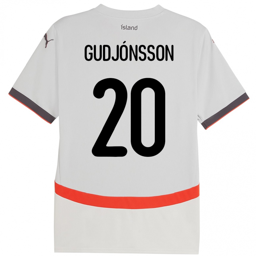ילדים כדורגל אִיסלַנד Alexander Máni Gudjónsson #20 לָבָן הרחק ג'רזי 24-26