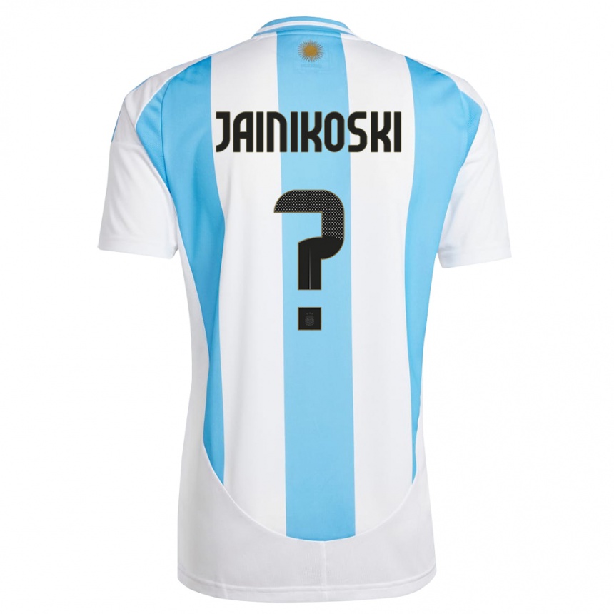 גברים כדורגל ארגנטינה Facundo Jainikoski #0 לבן כחול ג'רזי ביתית 24-26