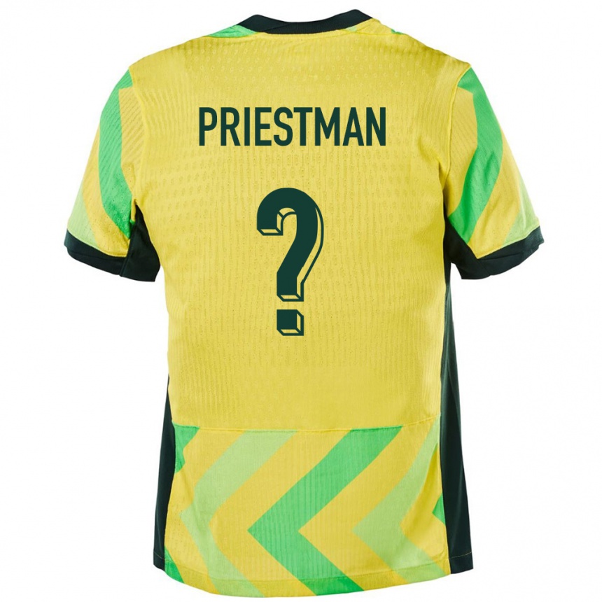 גברים כדורגל אוֹסטְרַלִיָה Oscar Priestman #0 זָהוּב ג'רזי ביתית 24-26