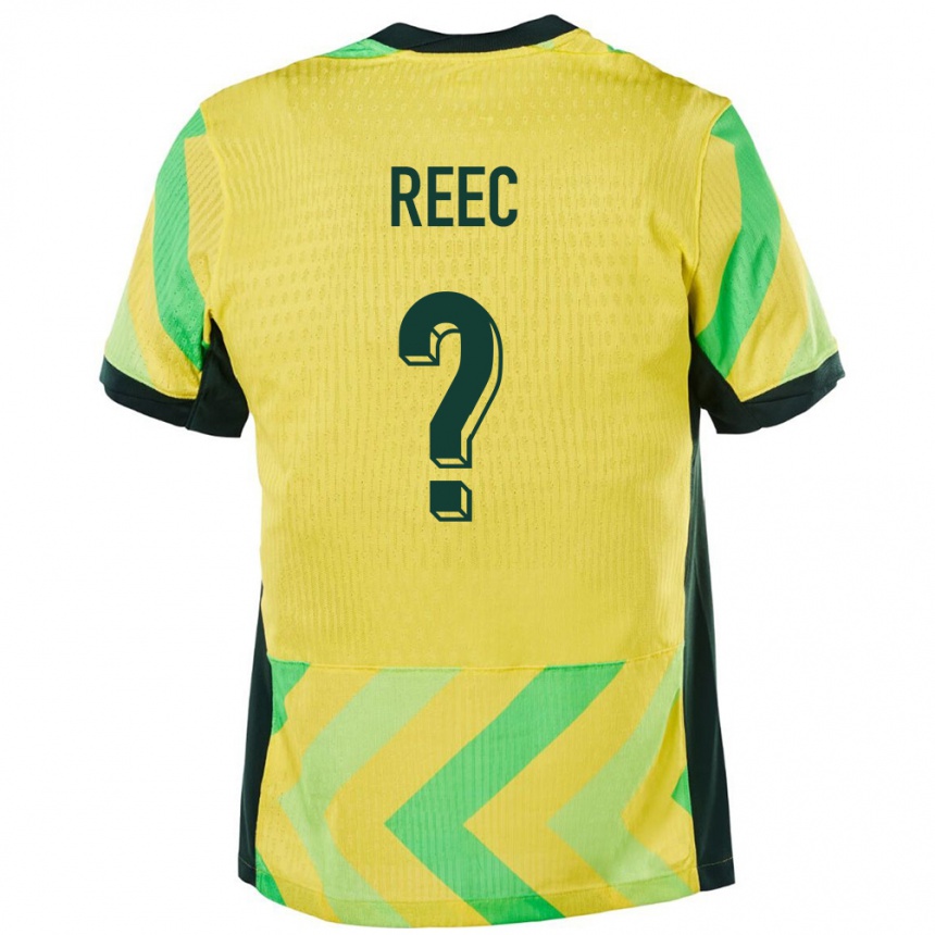 גברים כדורגל אוֹסטְרַלִיָה Jing Reec #0 זָהוּב ג'רזי ביתית 24-26