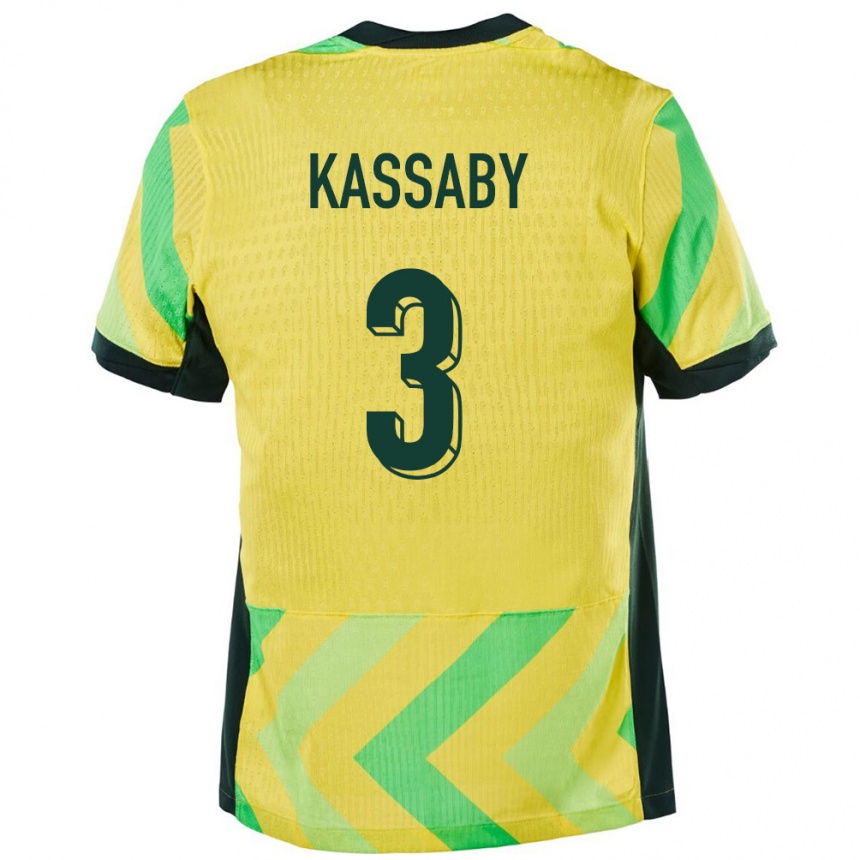 גברים כדורגל אוֹסטְרַלִיָה Zayd Kassaby #3 זָהוּב ג'רזי ביתית 24-26