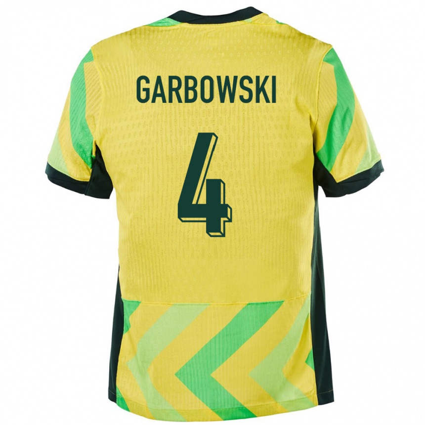 גברים כדורגל אוֹסטְרַלִיָה Alexander Garbowski #4 זָהוּב ג'רזי ביתית 24-26