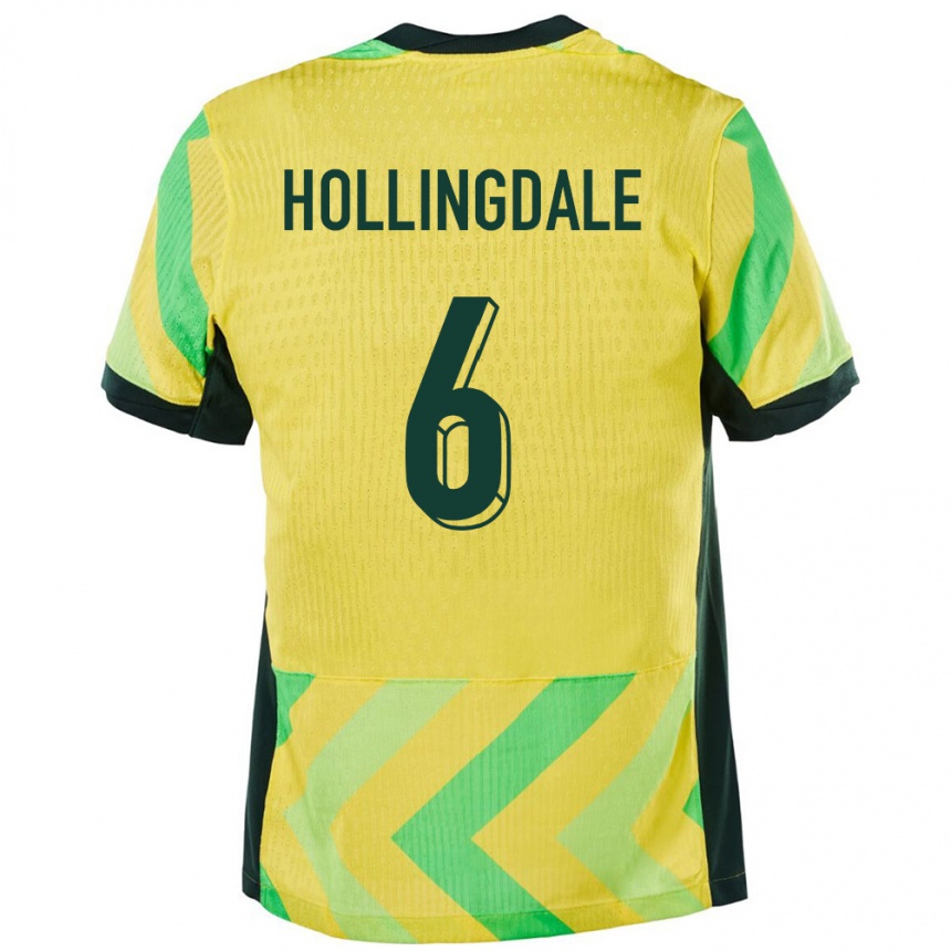 גברים כדורגל אוֹסטְרַלִיָה Ryley Hollingdale #6 זָהוּב ג'רזי ביתית 24-26