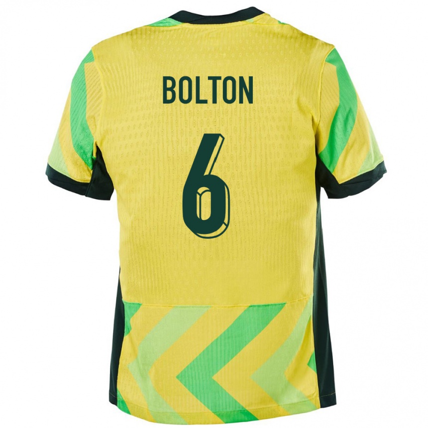גברים כדורגל אוֹסטְרַלִיָה Alex Bolton #6 זָהוּב ג'רזי ביתית 24-26