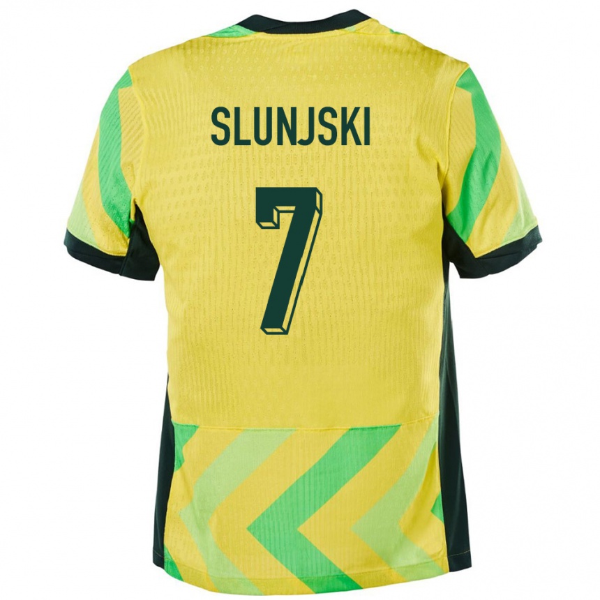 גברים כדורגל אוֹסטְרַלִיָה Noah Slunjski #7 זָהוּב ג'רזי ביתית 24-26
