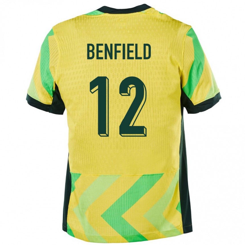 גברים כדורגל אוֹסטְרַלִיָה Jonty Benfield #12 זָהוּב ג'רזי ביתית 24-26