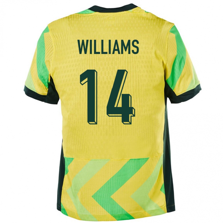 גברים כדורגל אוֹסטְרַלִיָה Tyler Williams #14 זָהוּב ג'רזי ביתית 24-26