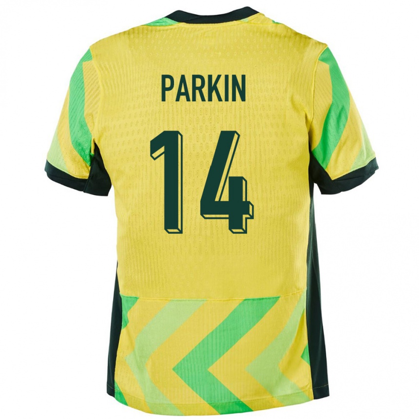 גברים כדורגל אוֹסטְרַלִיָה Charlie Parkin #14 זָהוּב ג'רזי ביתית 24-26