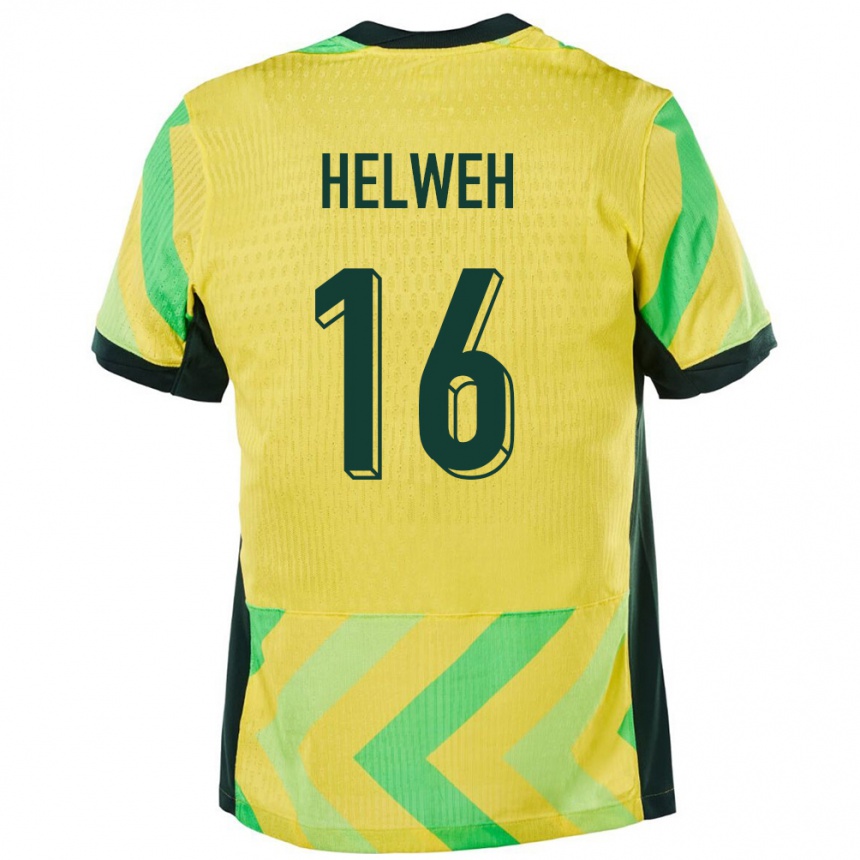 גברים כדורגל אוֹסטְרַלִיָה Zane Helweh #16 זָהוּב ג'רזי ביתית 24-26