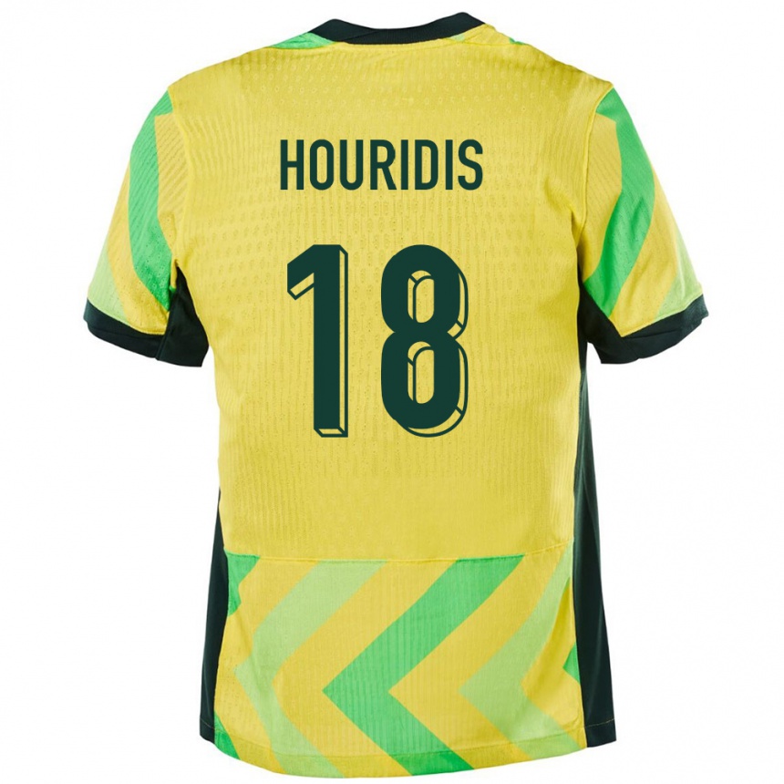 גברים כדורגל אוֹסטְרַלִיָה James Houridis #18 זָהוּב ג'רזי ביתית 24-26