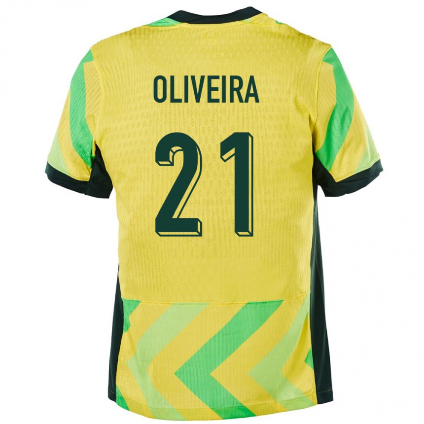 גברים כדורגל אוֹסטְרַלִיָה Henrique Oliveira #21 זָהוּב ג'רזי ביתית 24-26