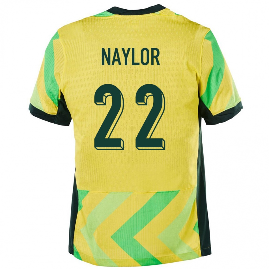 גברים כדורגל אוֹסטְרַלִיָה Max Naylor #22 זָהוּב ג'רזי ביתית 24-26