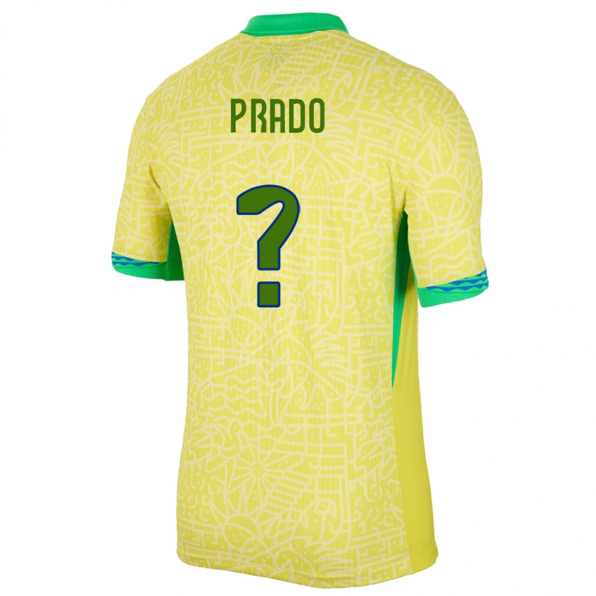 גברים כדורגל ברזיל Gustavo Prado #0 צהוב ג'רזי ביתית 24-26
