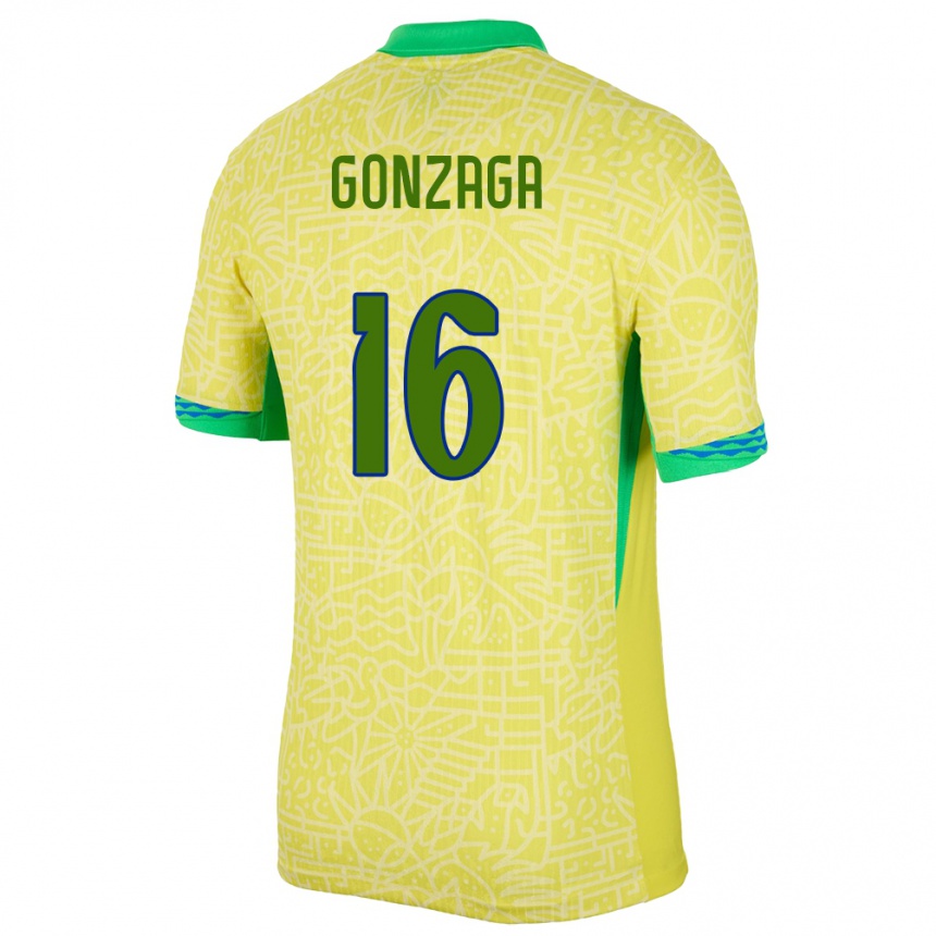 גברים כדורגל ברזיל Rafael Gonzaga #16 צהוב ג'רזי ביתית 24-26