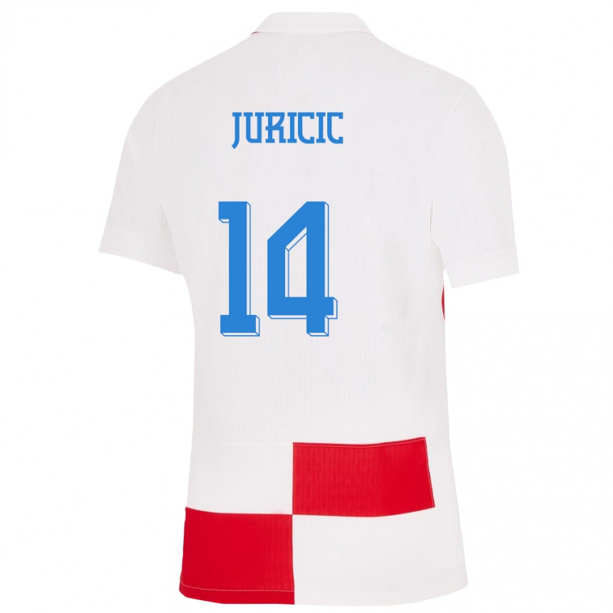 גברים כדורגל קרואטיה Mateo Juricic #14 לבן אדום ג'רזי ביתית 24-26