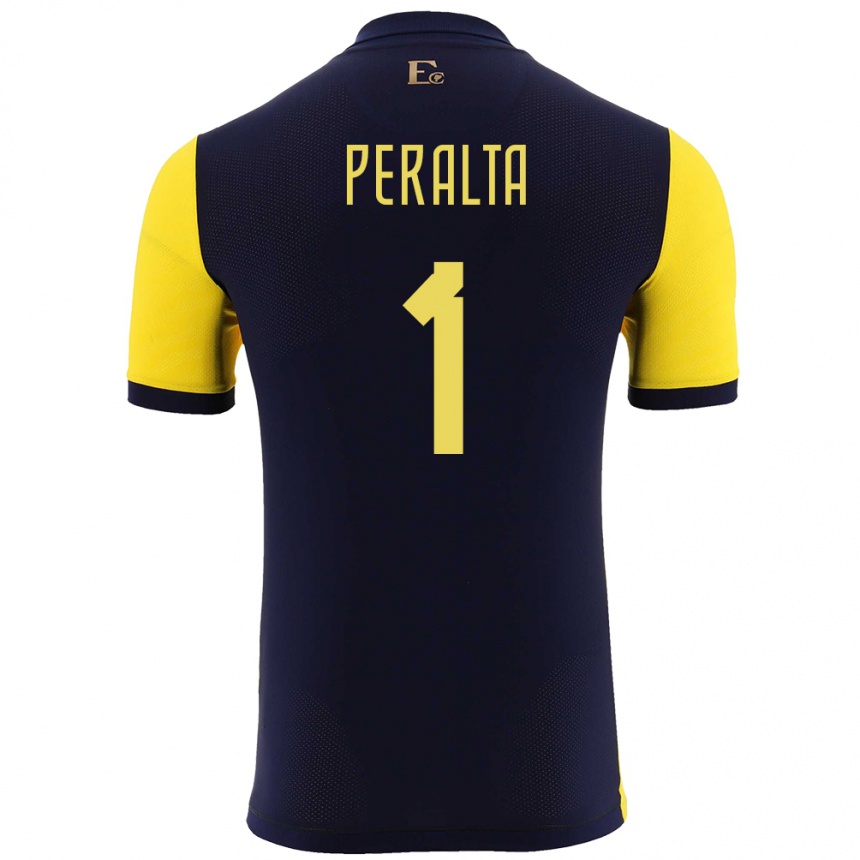 גברים כדורגל אקוודור Miguel Peralta #1 צהוב ג'רזי ביתית 24-26