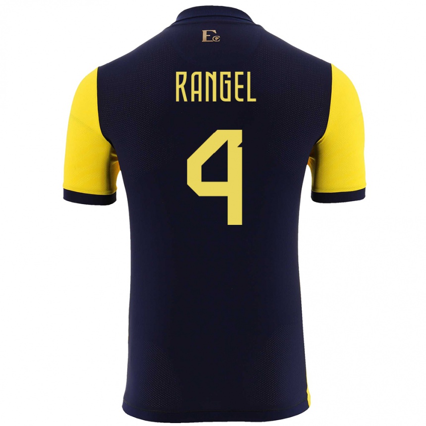 גברים כדורגל אקוודור Álex Rangel #4 צהוב ג'רזי ביתית 24-26