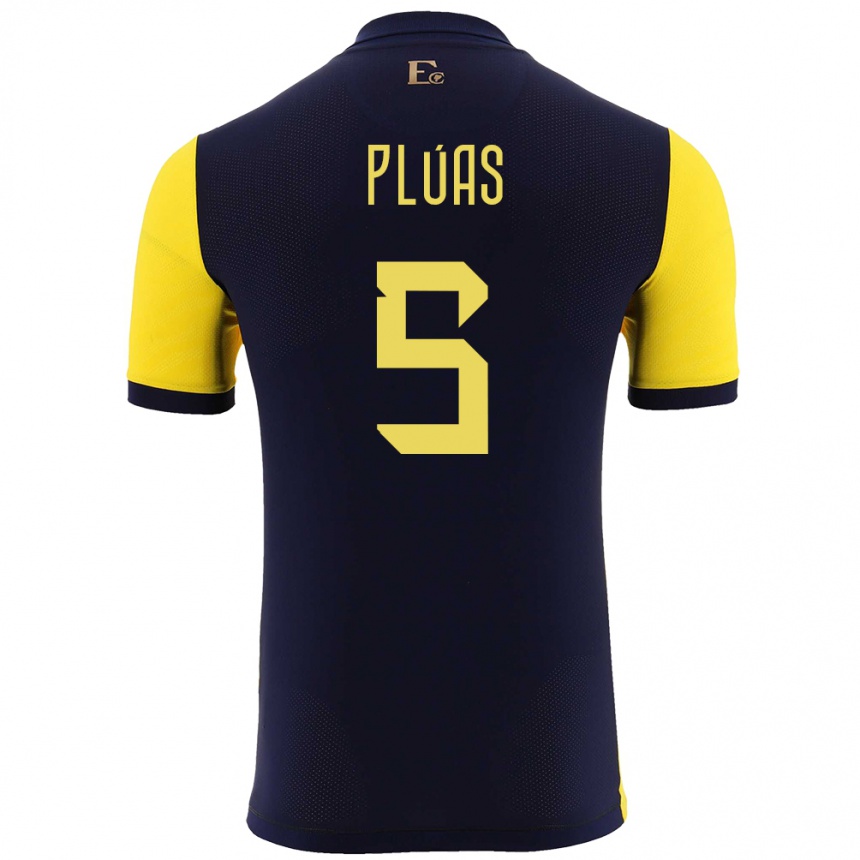 גברים כדורגל אקוודור Erick Plúas #5 צהוב ג'רזי ביתית 24-26