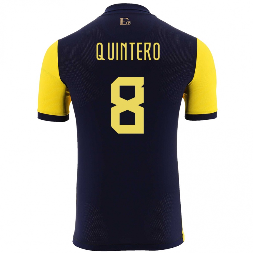 גברים כדורגל אקוודור Hólger Quintero #8 צהוב ג'רזי ביתית 24-26