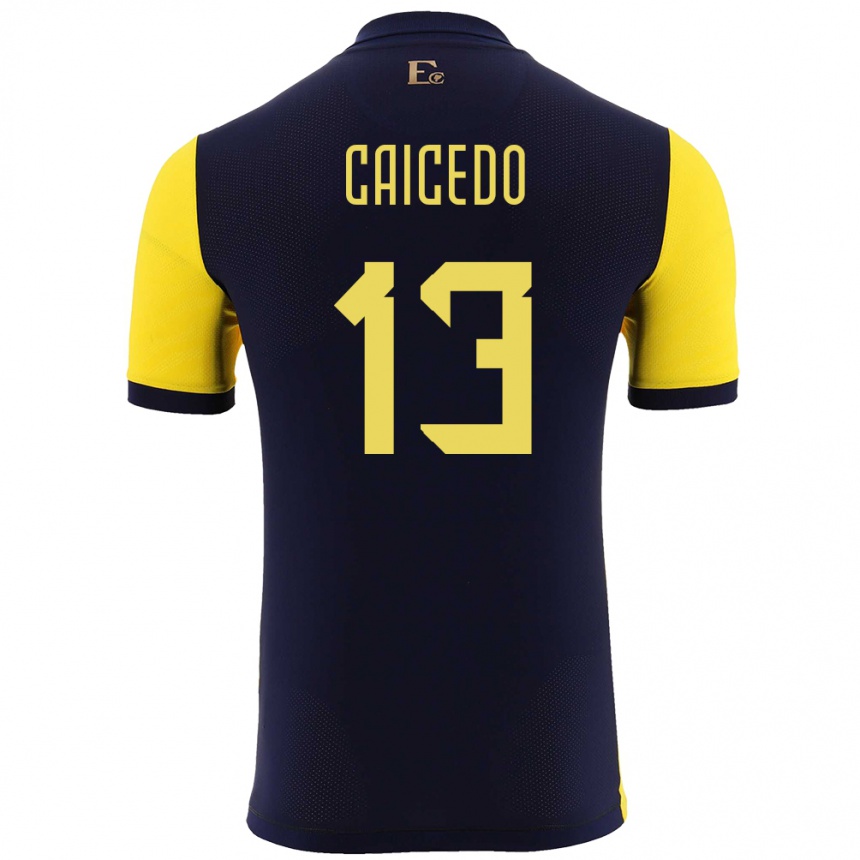 גברים כדורגל אקוודור Renato Caicedo #13 צהוב ג'רזי ביתית 24-26