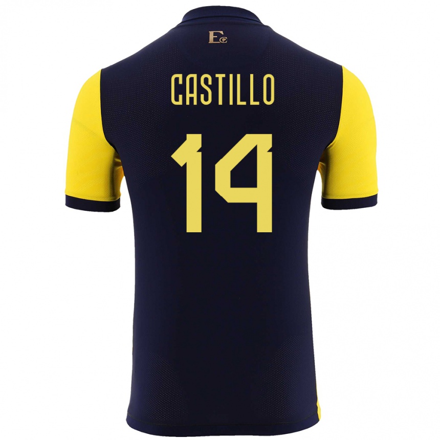 גברים כדורגל אקוודור Darío Castillo #14 צהוב ג'רזי ביתית 24-26