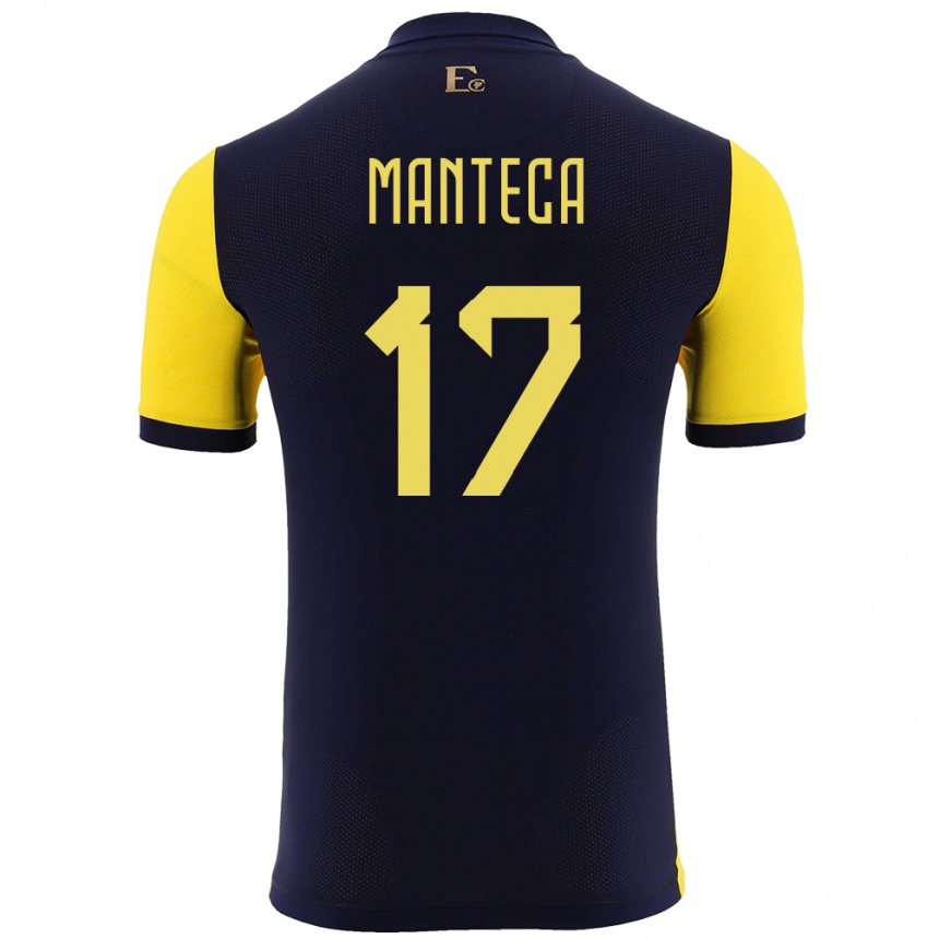 גברים כדורגל אקוודור Demcy Manteca #17 צהוב ג'רזי ביתית 24-26