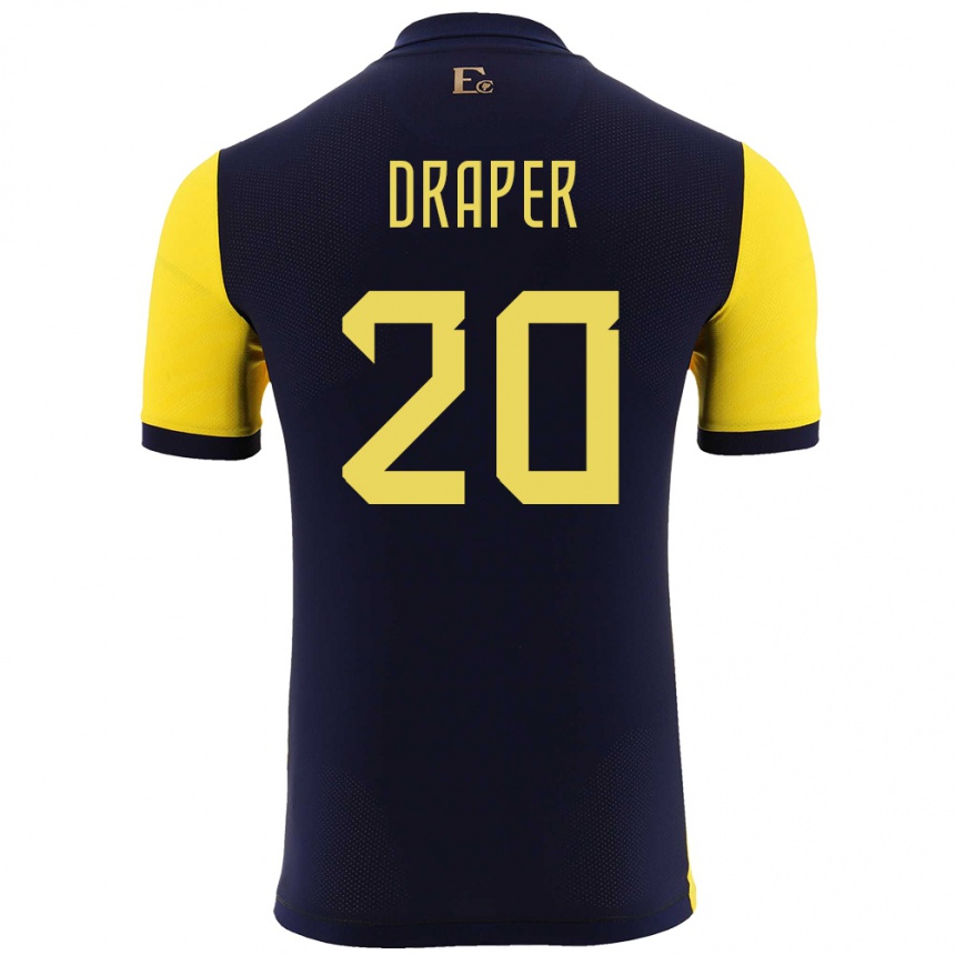 גברים כדורגל אקוודור Andrew Draper #20 צהוב ג'רזי ביתית 24-26
