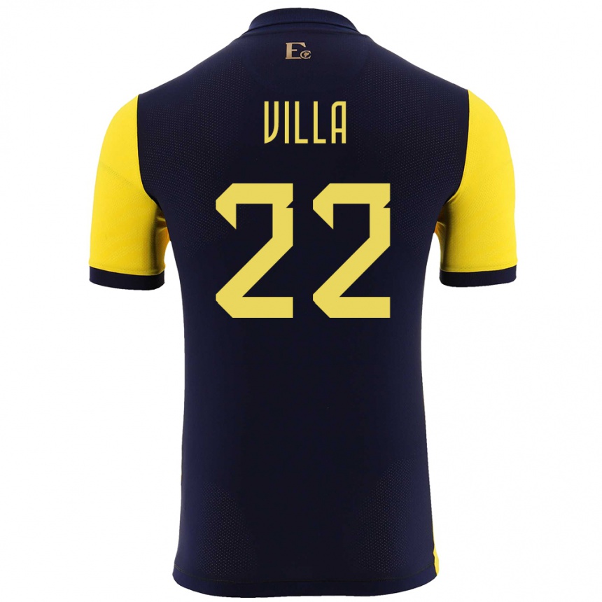 גברים כדורגל אקוודור Alexis Villa #22 צהוב ג'רזי ביתית 24-26